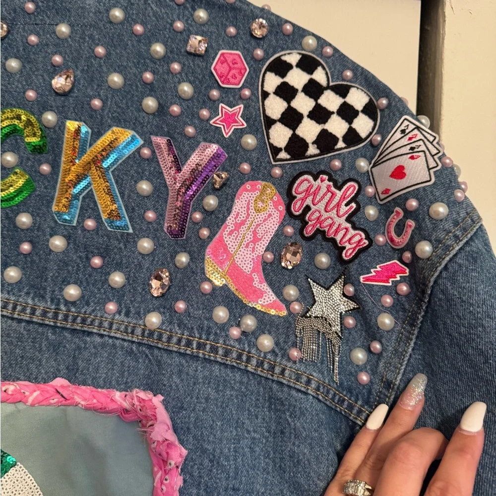 Handmade Personalized Levi Jean Jacket- Lets Go Girls Jean Jacket - Picture 6 of 9